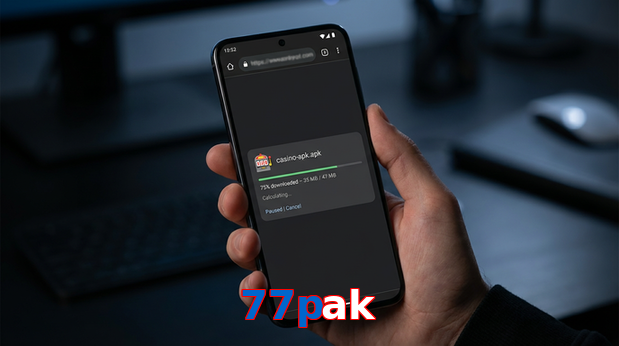 Main screen of 77Pak apk page for PK players