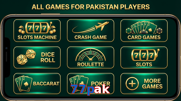 Main screen of 77Pak games page for PK players
