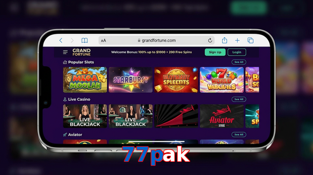 Main screen of 77Pak ios page for PK players